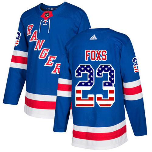 Adidas New York Rangers #23 Adam Foxs Royal Blue Home Authentic USA Flag Stitched Youth NHL Jersey